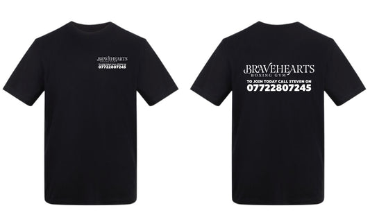 Braveheart Premium cotton T-shirt with front logo and upper mid back logo