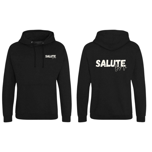 Salute with Vi standard Hoodie with front logo and upper mid back logo