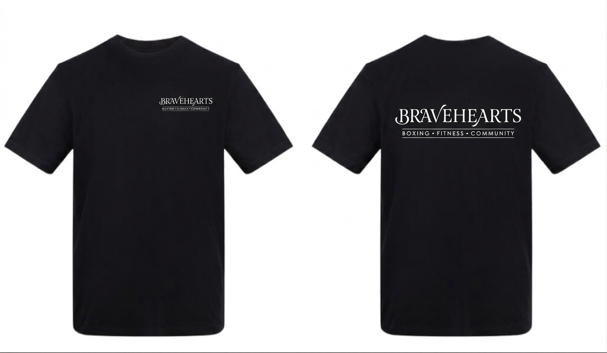 Braveheart Premium cotton T-shirt with front logo and upper mid back logo