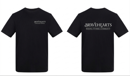 Braveheart Premium cotton T-shirt with front logo and upper mid back logo