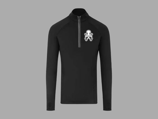 Sweat wicking half zip with front left logo